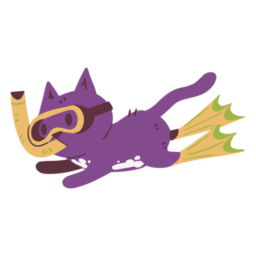 Cat snorkeling character PNG Design