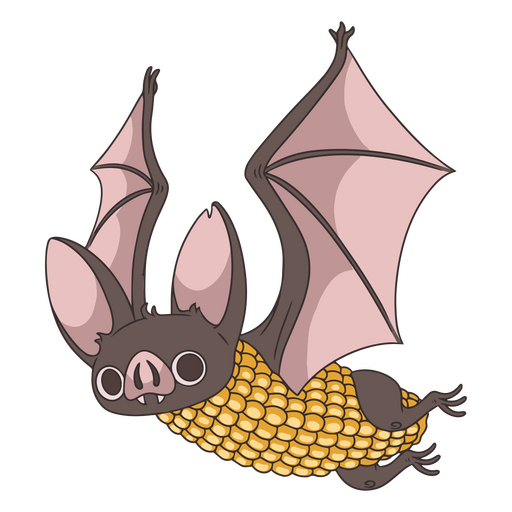Corn bat character cartoon PNG Design