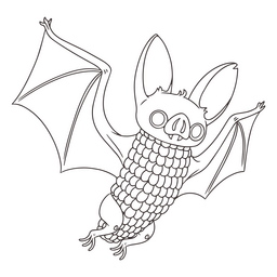 Trazo de personaje animal de murciélago de maíz Diseño PNG
