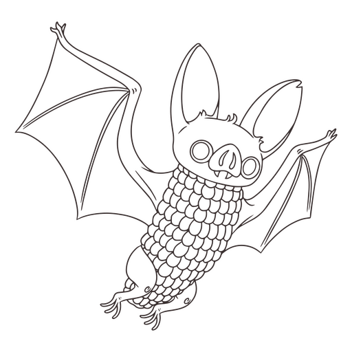 Corn bat animal character stroke PNG Design
