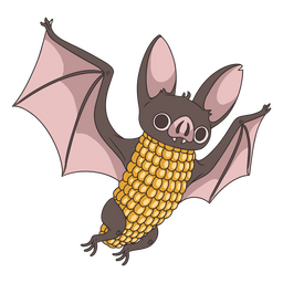 Corn bat animal character cartoon PNG Design Transparent PNG