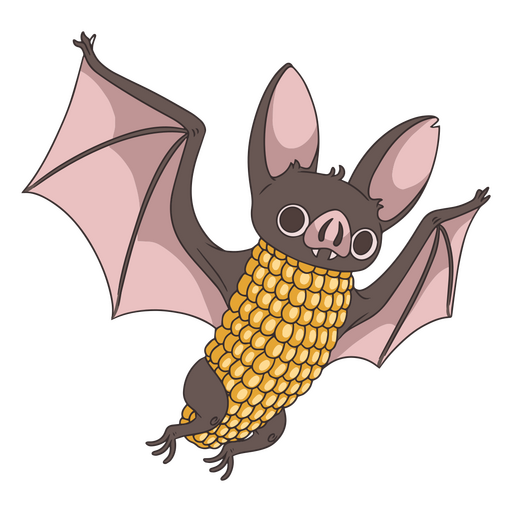 Dibujos animados de carácter animal de murciélago de maíz Diseño PNG