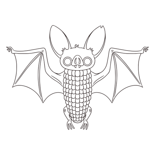 Front corn bat animal character stroke PNG Design