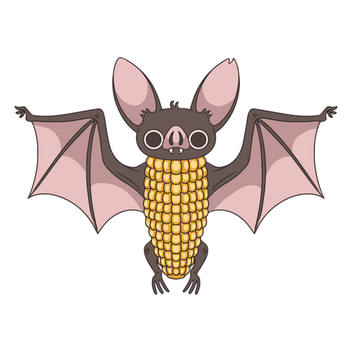 Front corn bat animal character cartoon PNG Design