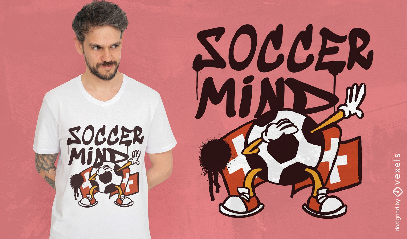 Fußball- und schweizer Flaggen-T-Shirt-Design