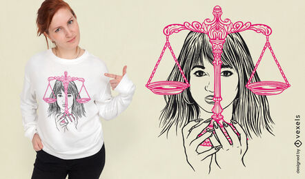 Diseño de camiseta de mujer con escamas de libra