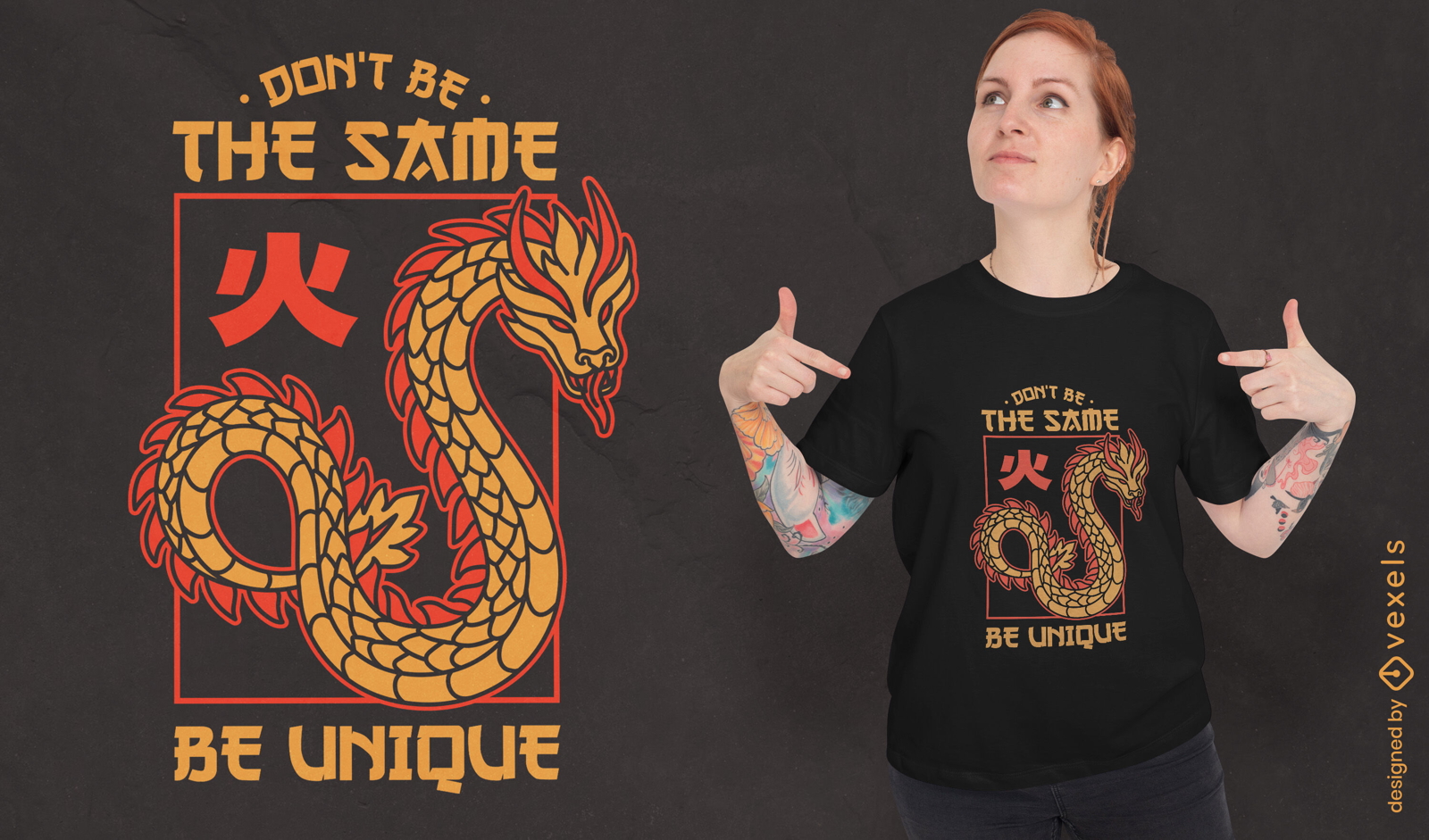Design de camiseta de monstro de dragão chinês