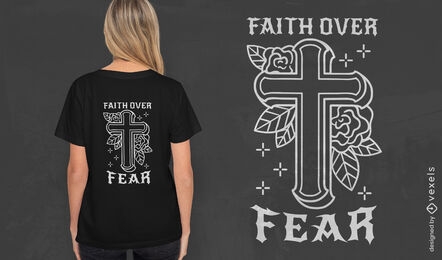 Design de t-shirt de cruz floral fé