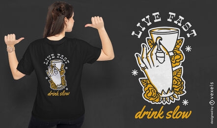 Hand holding tea cup t-shirt design