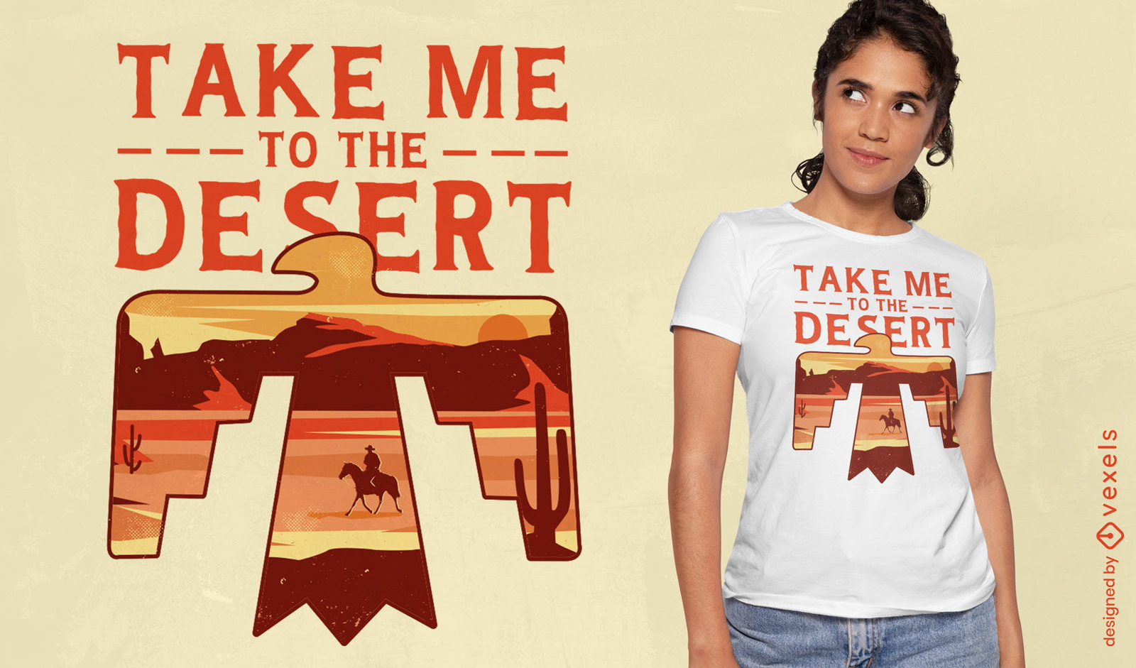 Thunderbird desert landscape t-shirt design