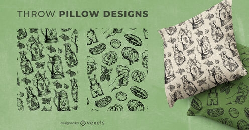 Oktoberfest beer throw pillow design