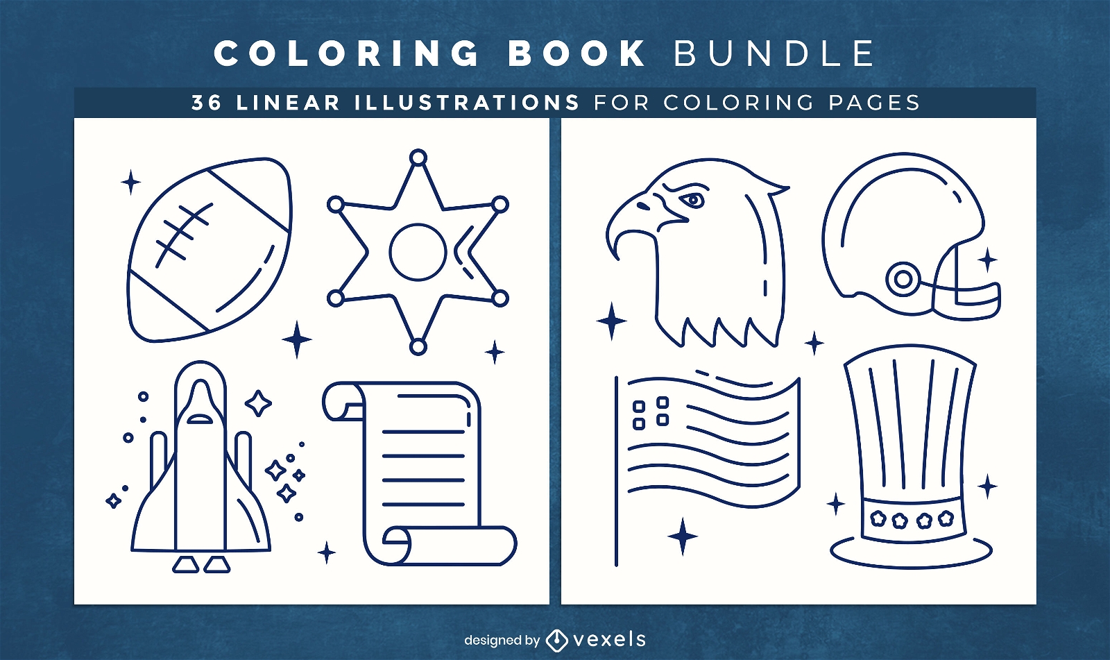 Patriotic USA coloring book design pages