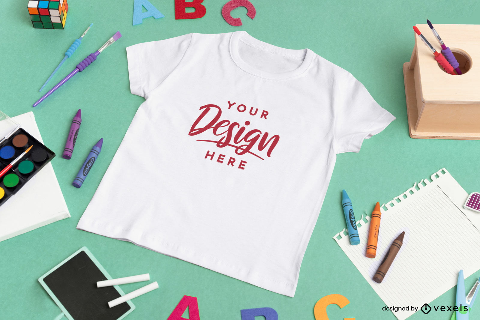 Back to school supplies t-shirt mockup