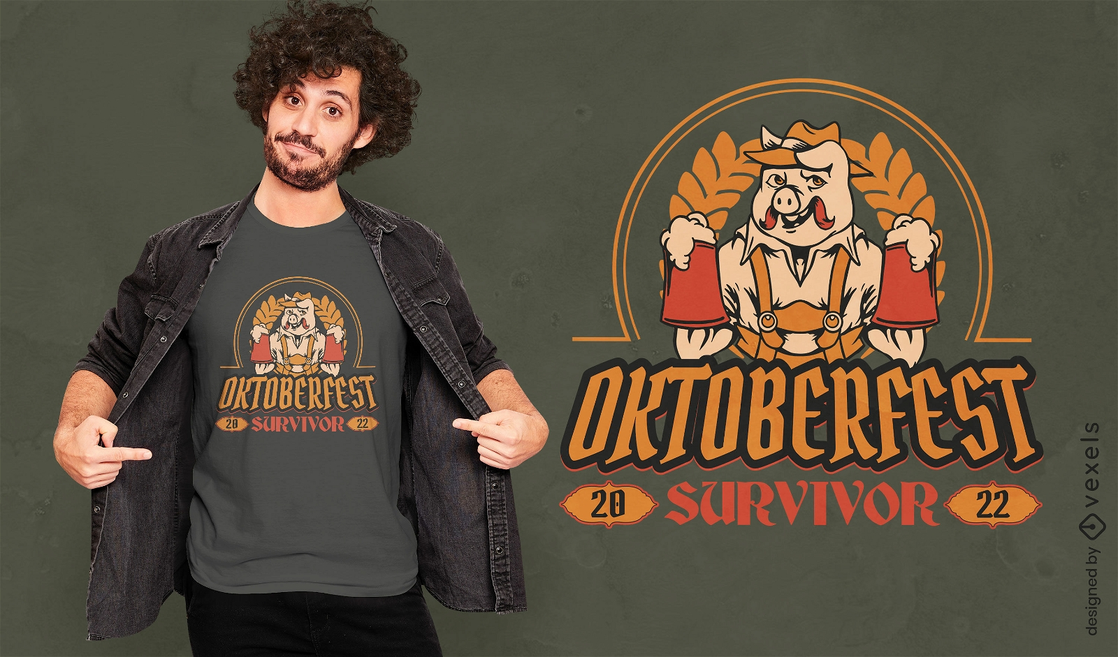 Diseño de camiseta de sobreviviente de Oktoberfest