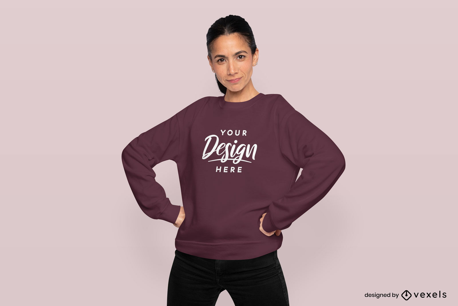 Hände auf Taille Frau Sweatshirt Mockup