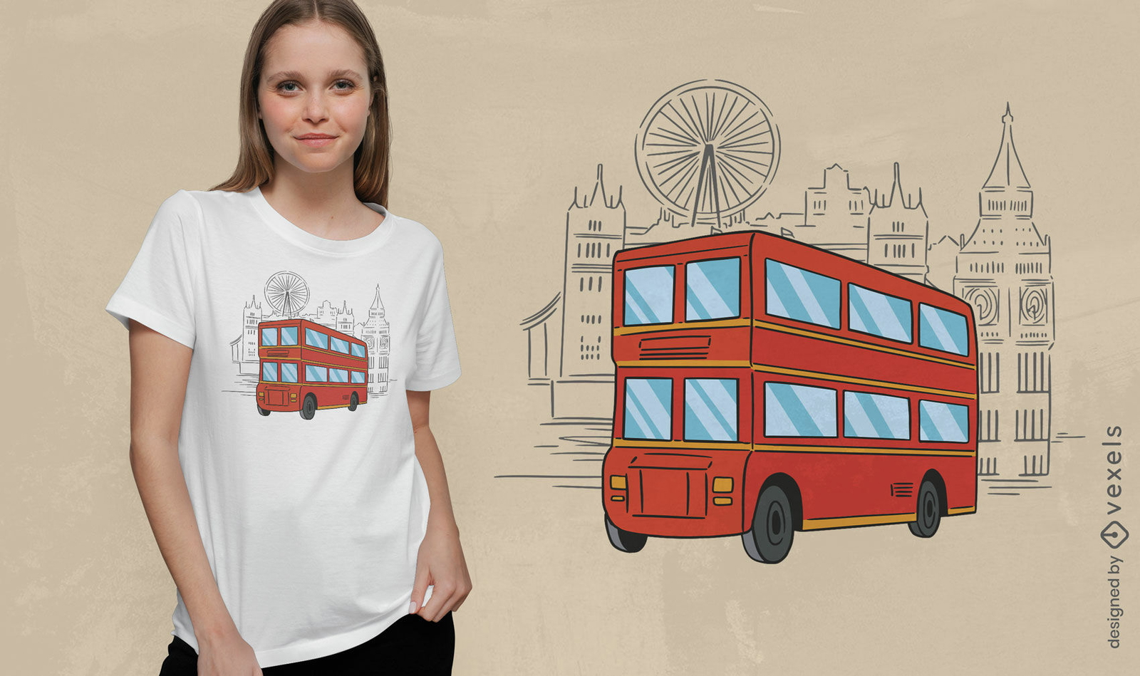 Design de camiseta de marco de ônibus vermelho de Londres