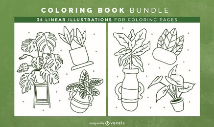 Livro de colorir de plantas da casa KDP design de interiores