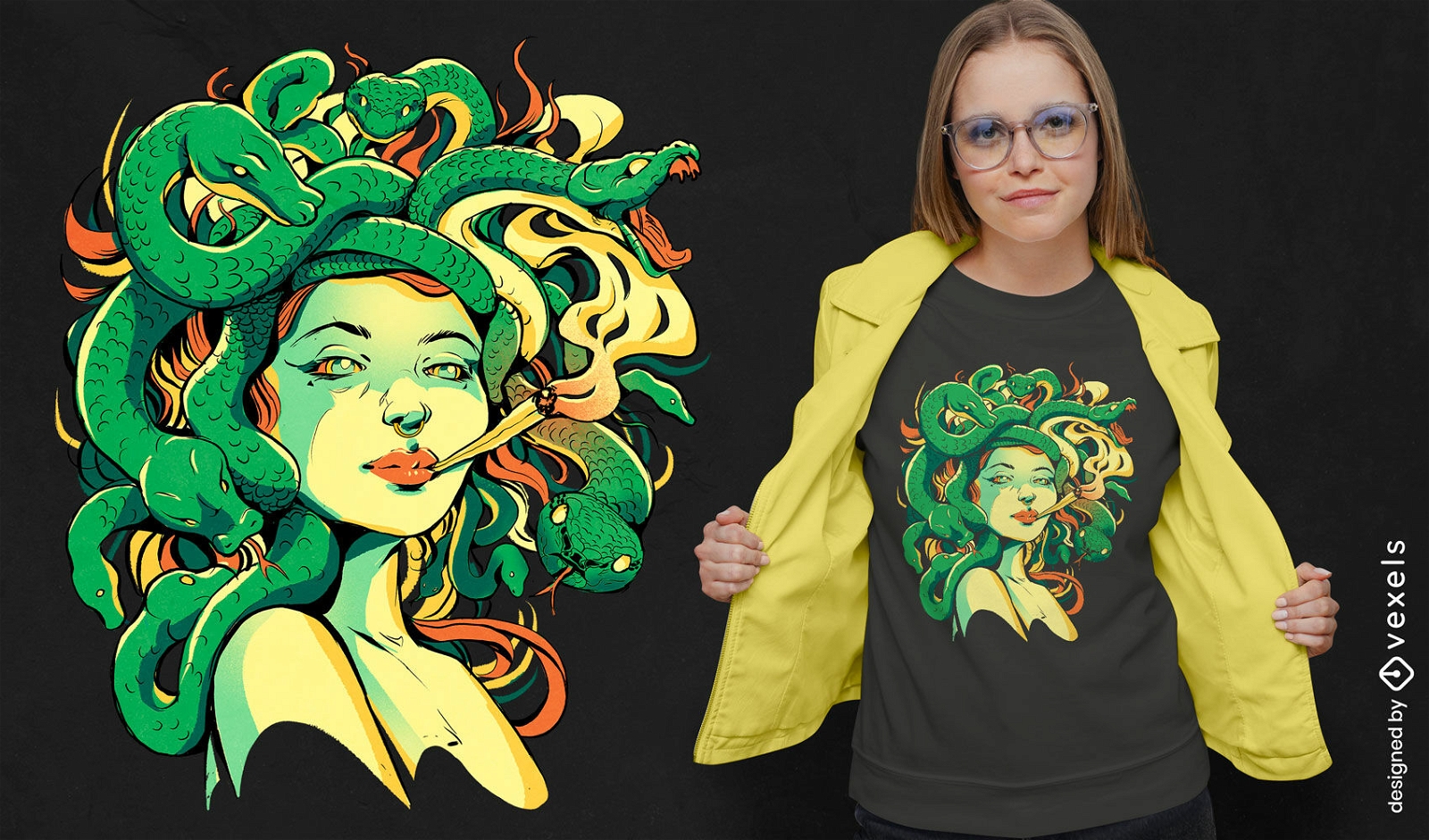 Diseño de camiseta Cannabis Medusa
