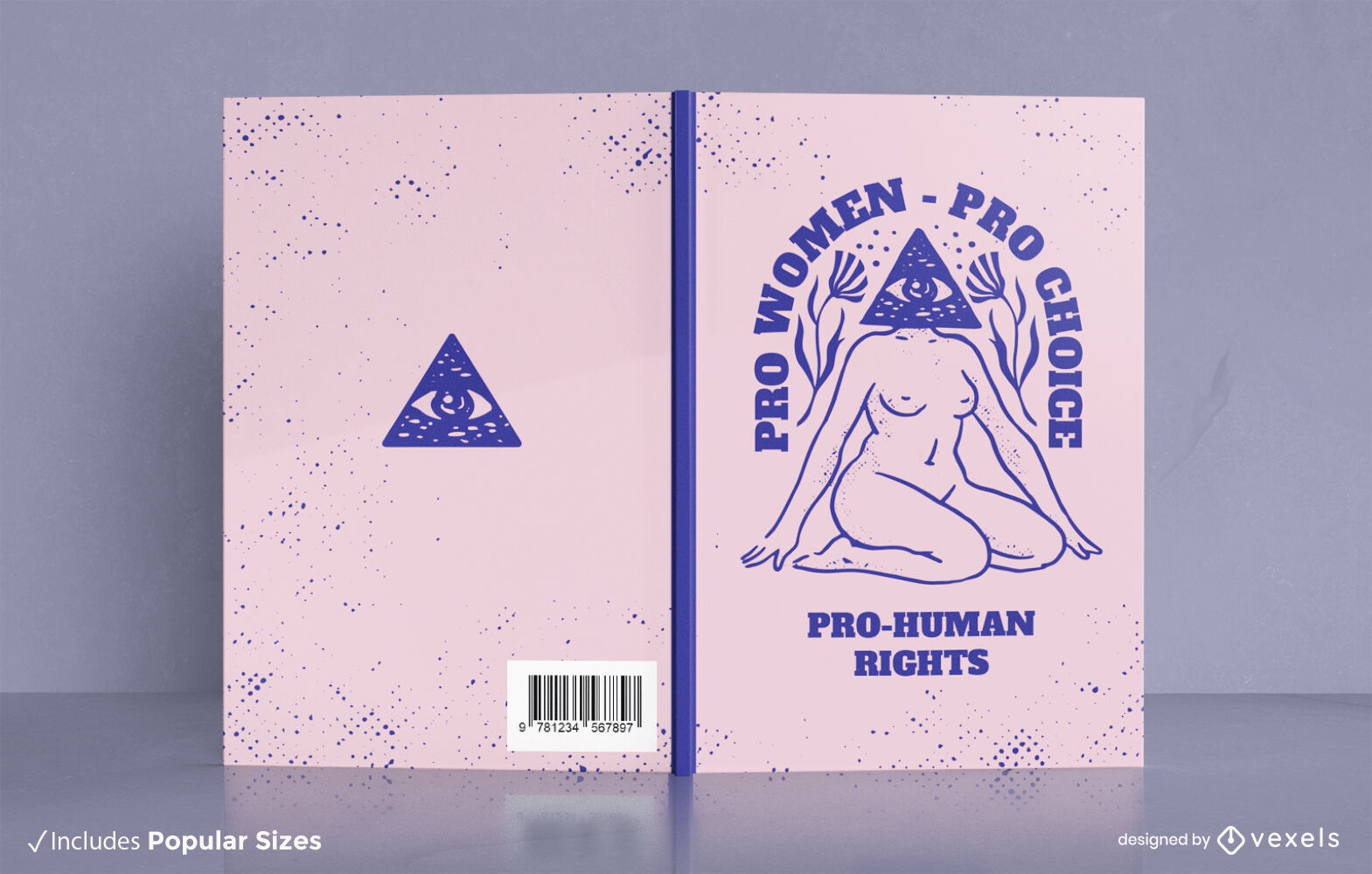 Design de capa de livro de útero feminista esotérico