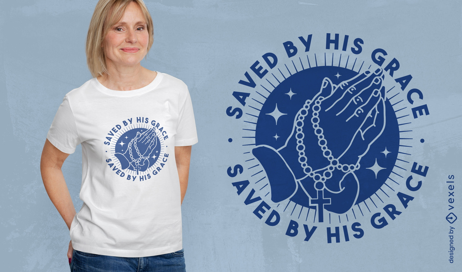 Hands praying with cross t-shirt design