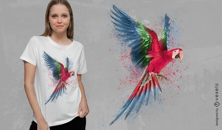 Papagei mit Farbtropfen-T-Shirt-Design