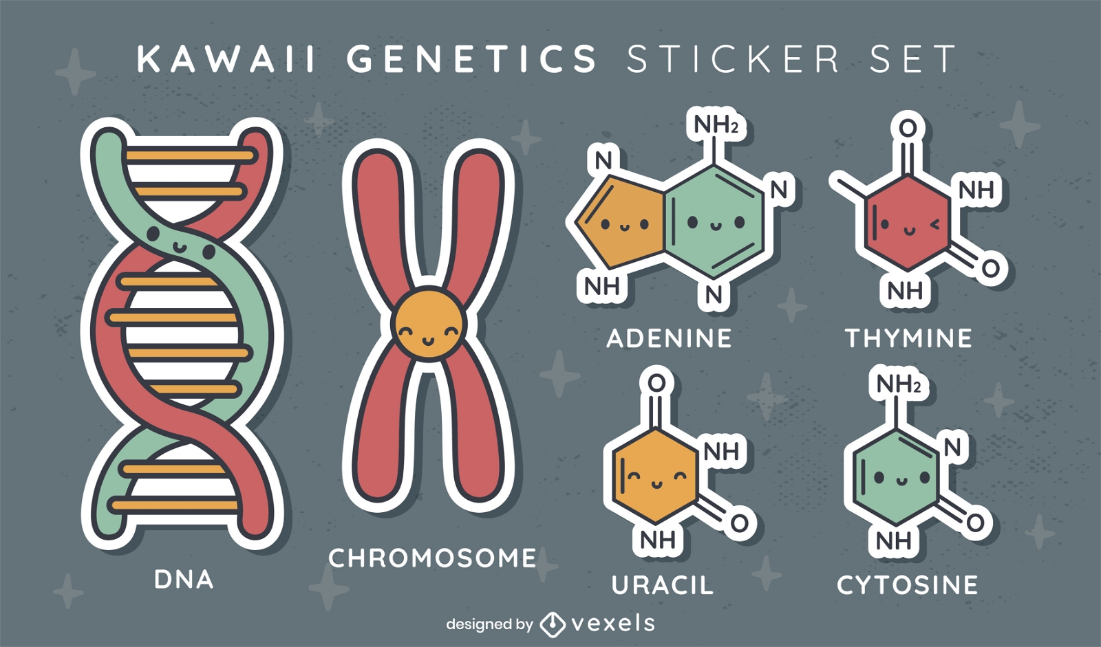 Cute chemistry and genetics sticker set