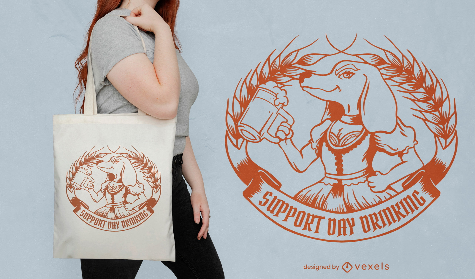 Diseño de bolso de mano con personaje de perro Oktoberfest