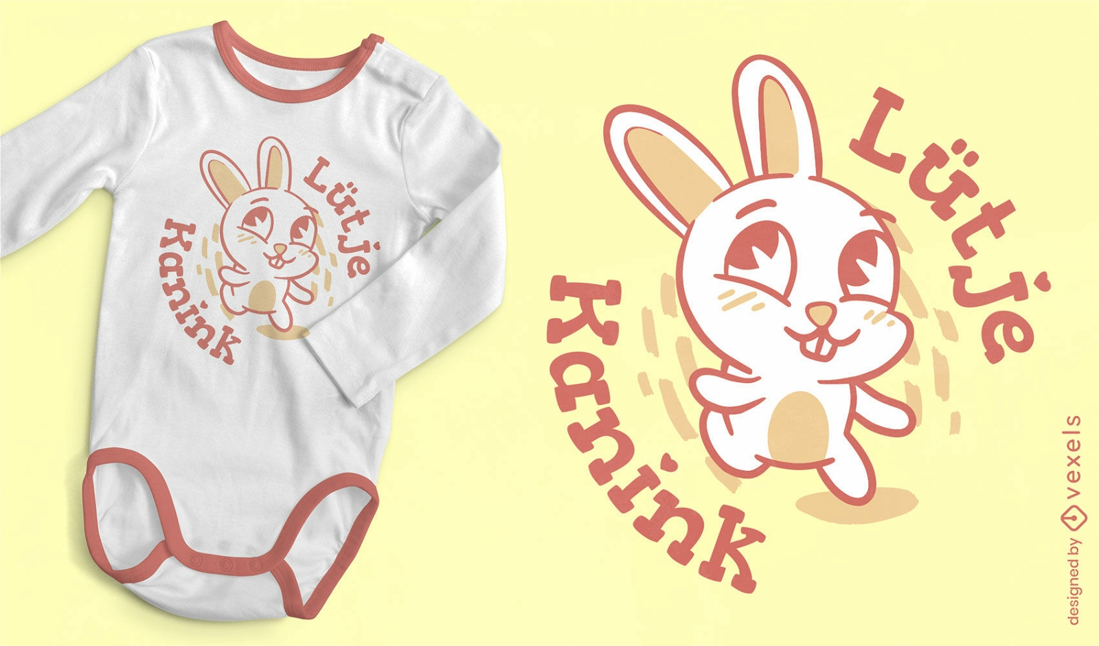 Design de camiseta de desenho animado de coelho fofo