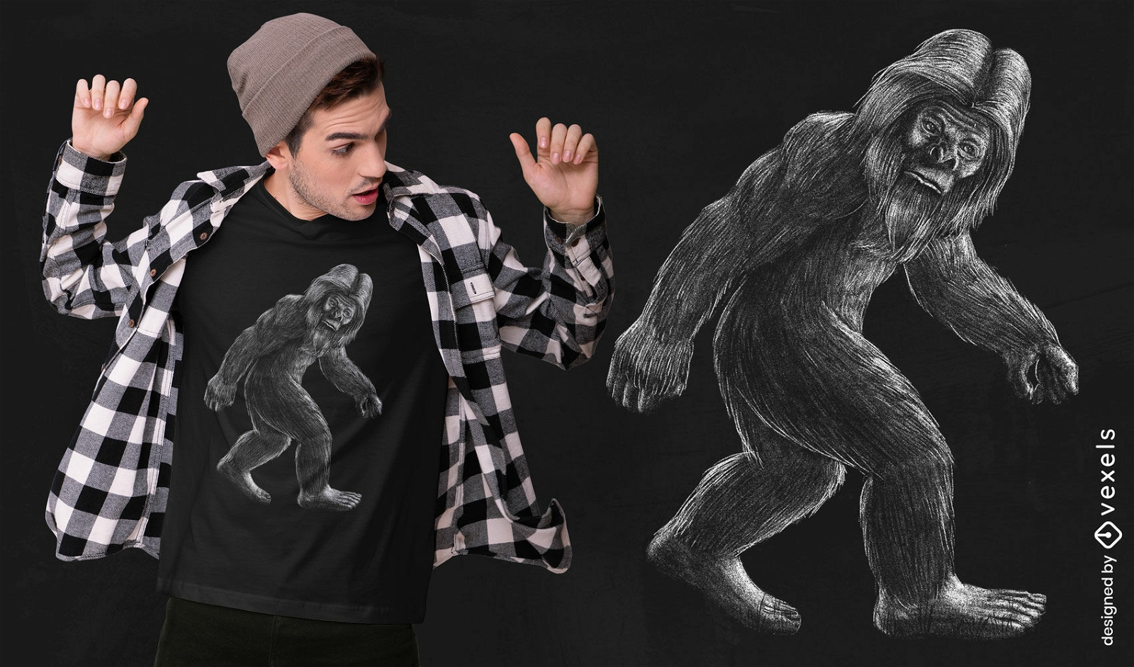Big Foot Monster realistisches T-Shirt-Design
