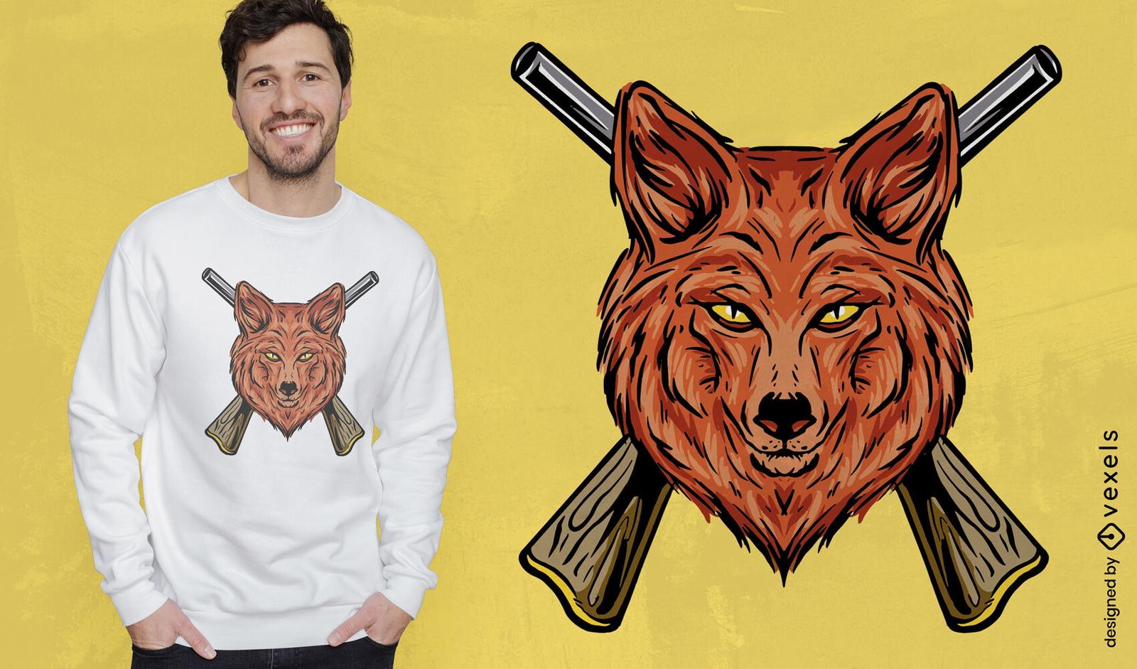 Diseño de camiseta de caza de animales coyote.