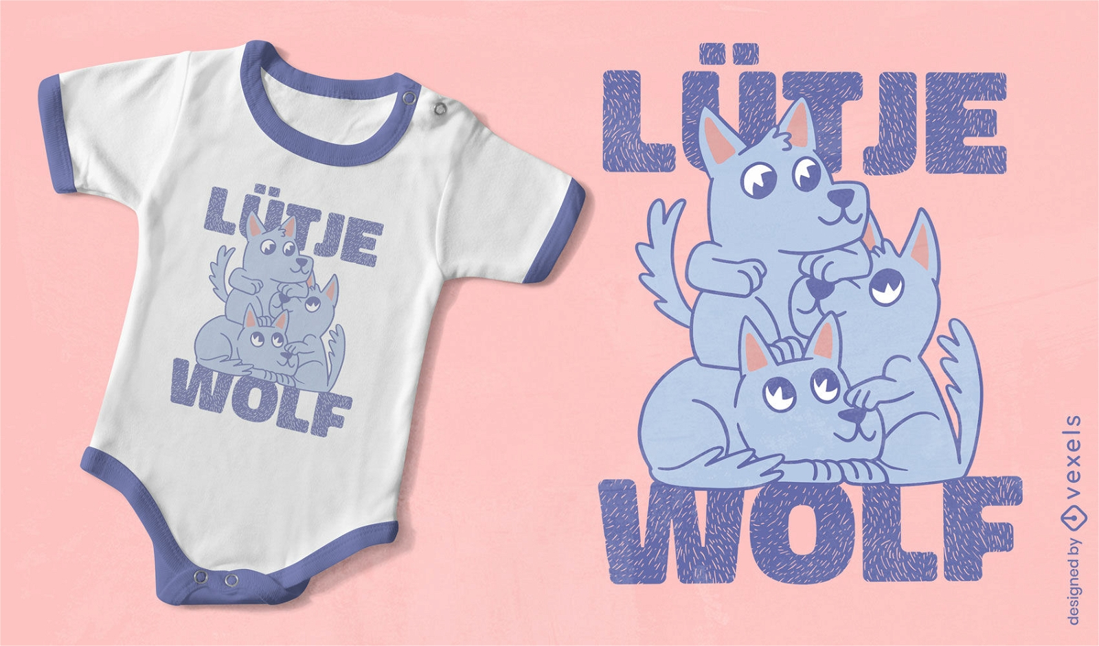 Niedlicher T-Shirt Entwurf der Babywolftiere