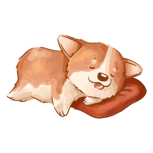 Cute watercolor sleeping corgi