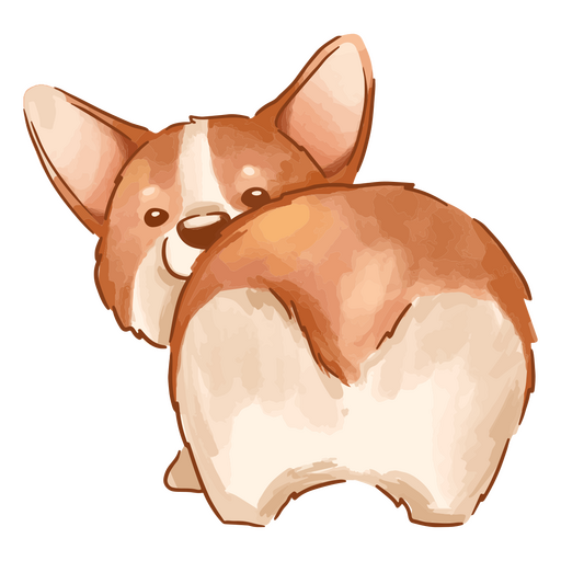 Lindo corgi de bunda aquarela Desenho PNG