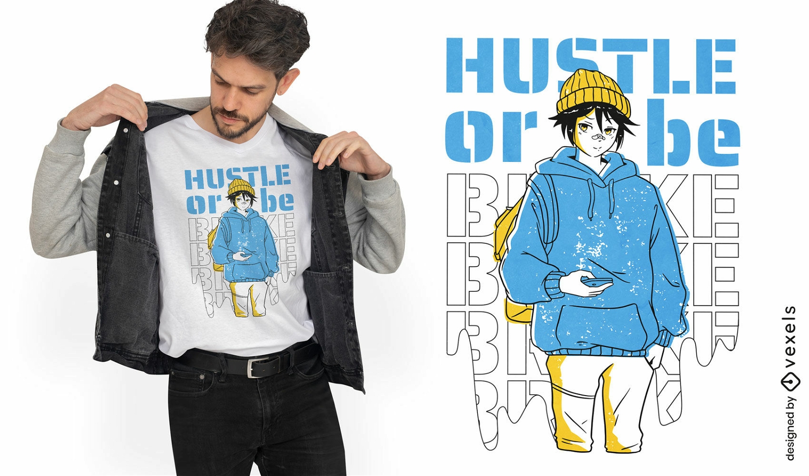 Anime-Junge im l?ssigen Hoodie-T-Shirt-Design
