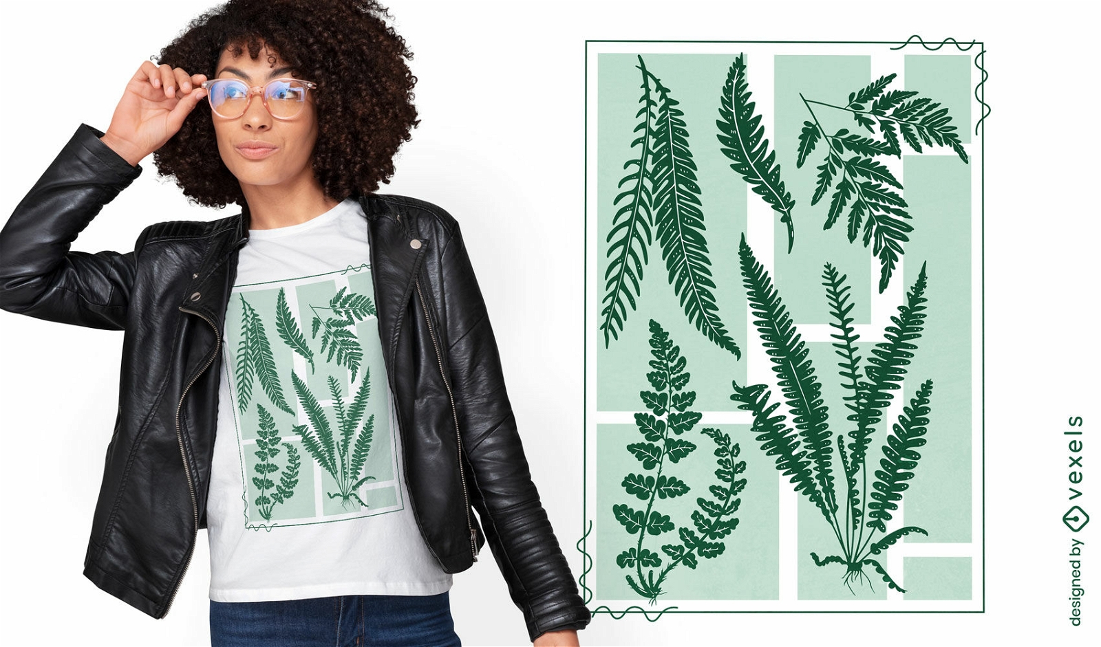 Pflanzen und Farnblätter T-Shirt-Design
