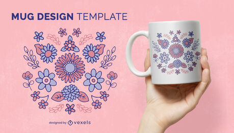 Blumenornament-Becher-Design