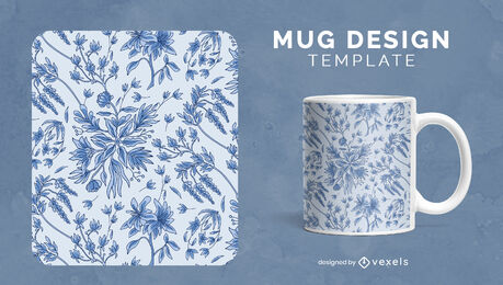 Design de caneca de flores em aquarela