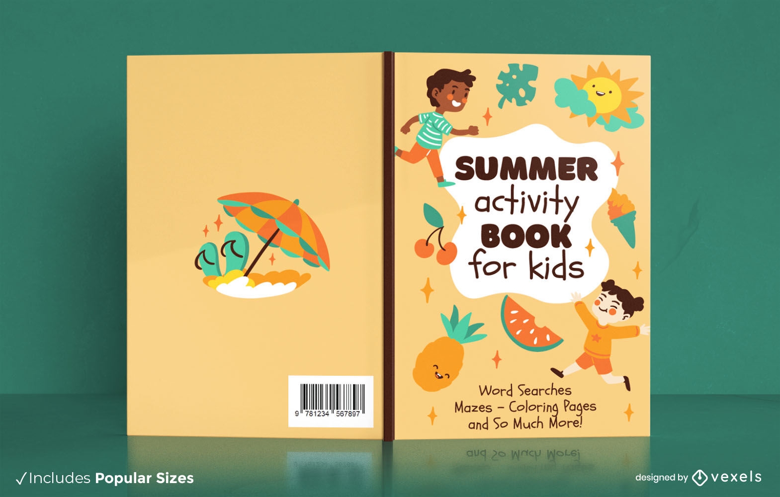 Crianças no design da capa do livro de verão