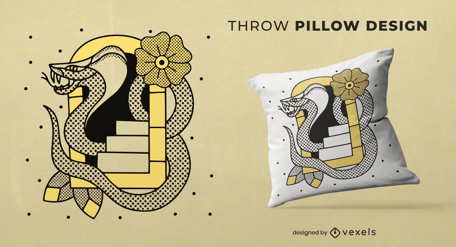 Snake and stairs tattoo throw pillow design