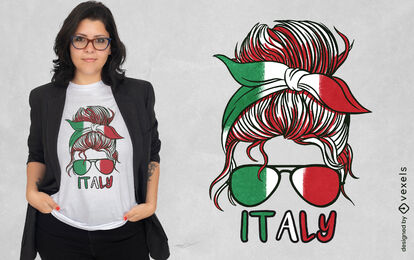 Italienerin mit Sonnenbrillen-T-Shirt-Design
