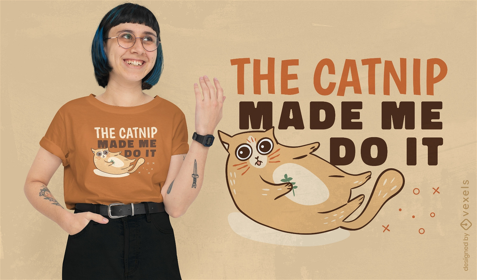 Design de camiseta com citação de gato alto Catnip