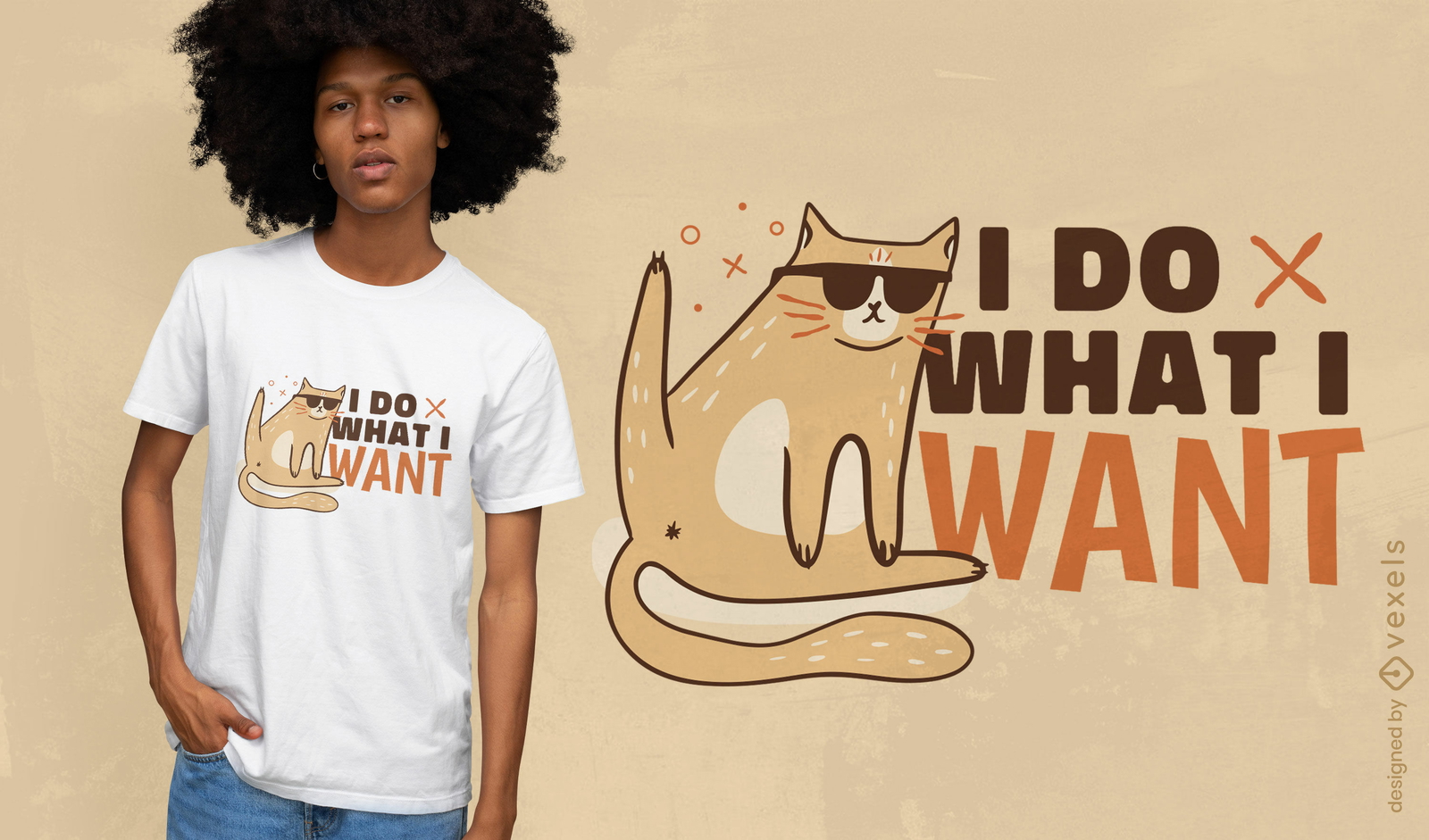 Haz lo que quiero diseño de camiseta de gato divertido