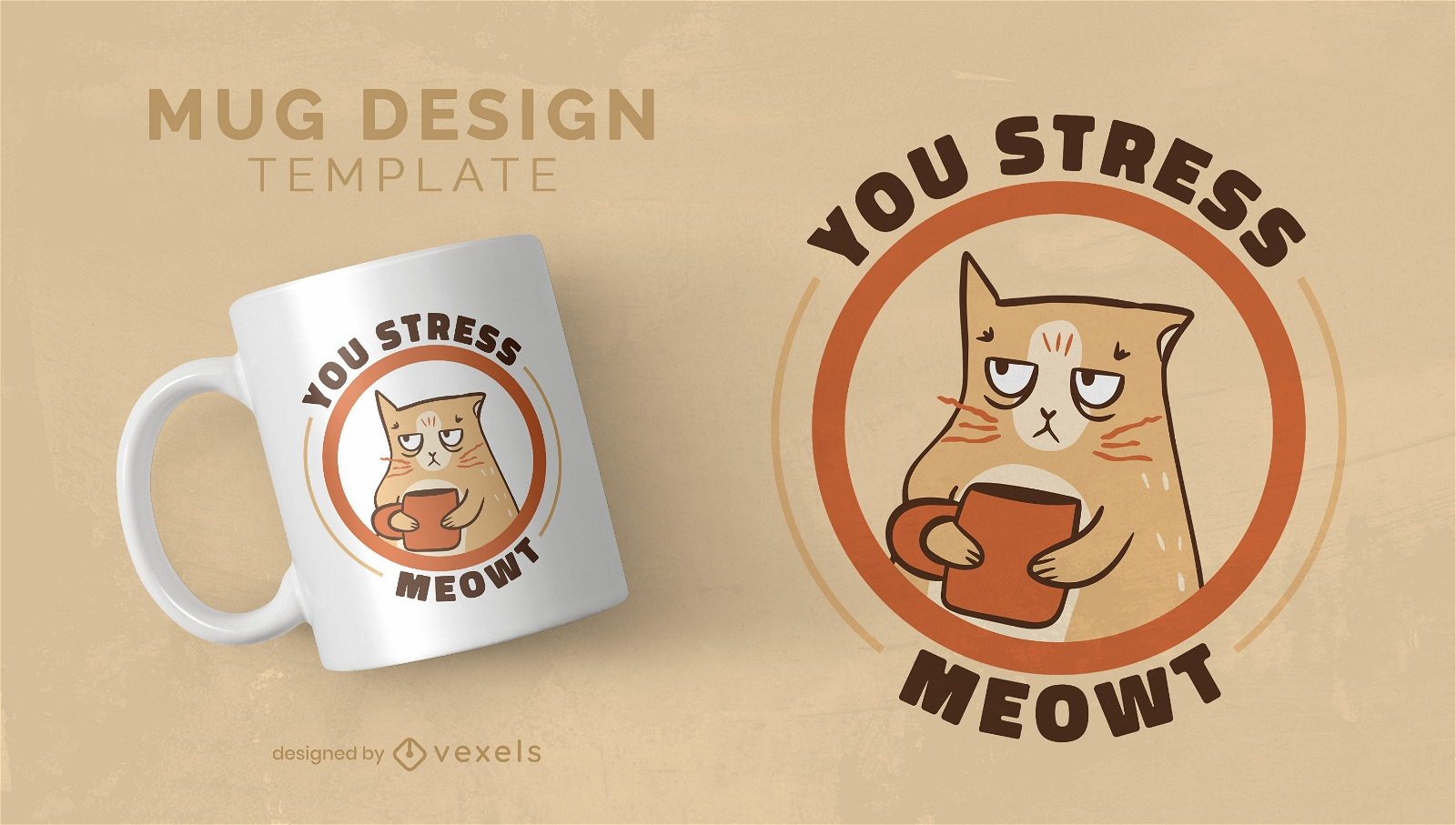 Diseño de taza de café de gato estresado