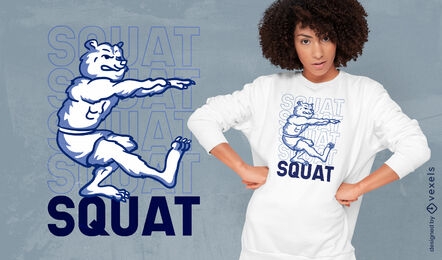 Gym squat bear cartoon t-shirt design