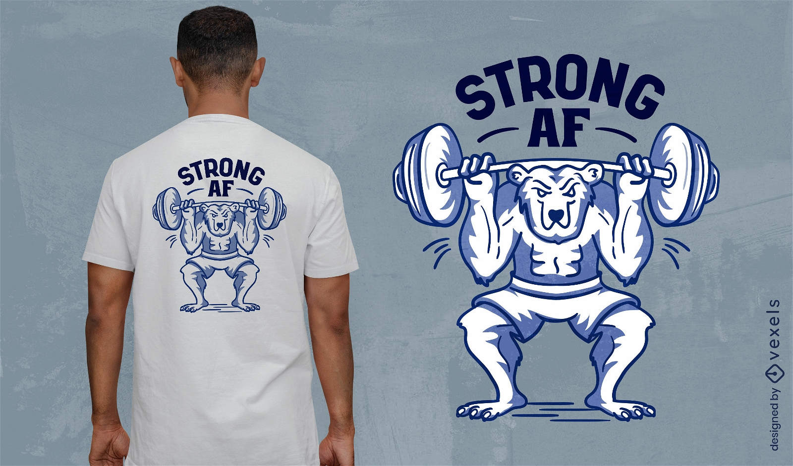 Design de camiseta de desenho animado de urso de ginástica forte