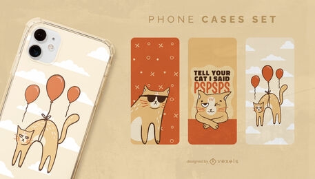 Funny cats phone case set