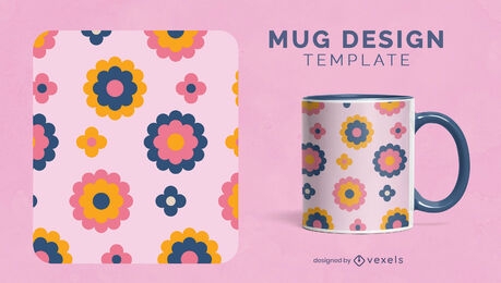Colorful flowers mug design