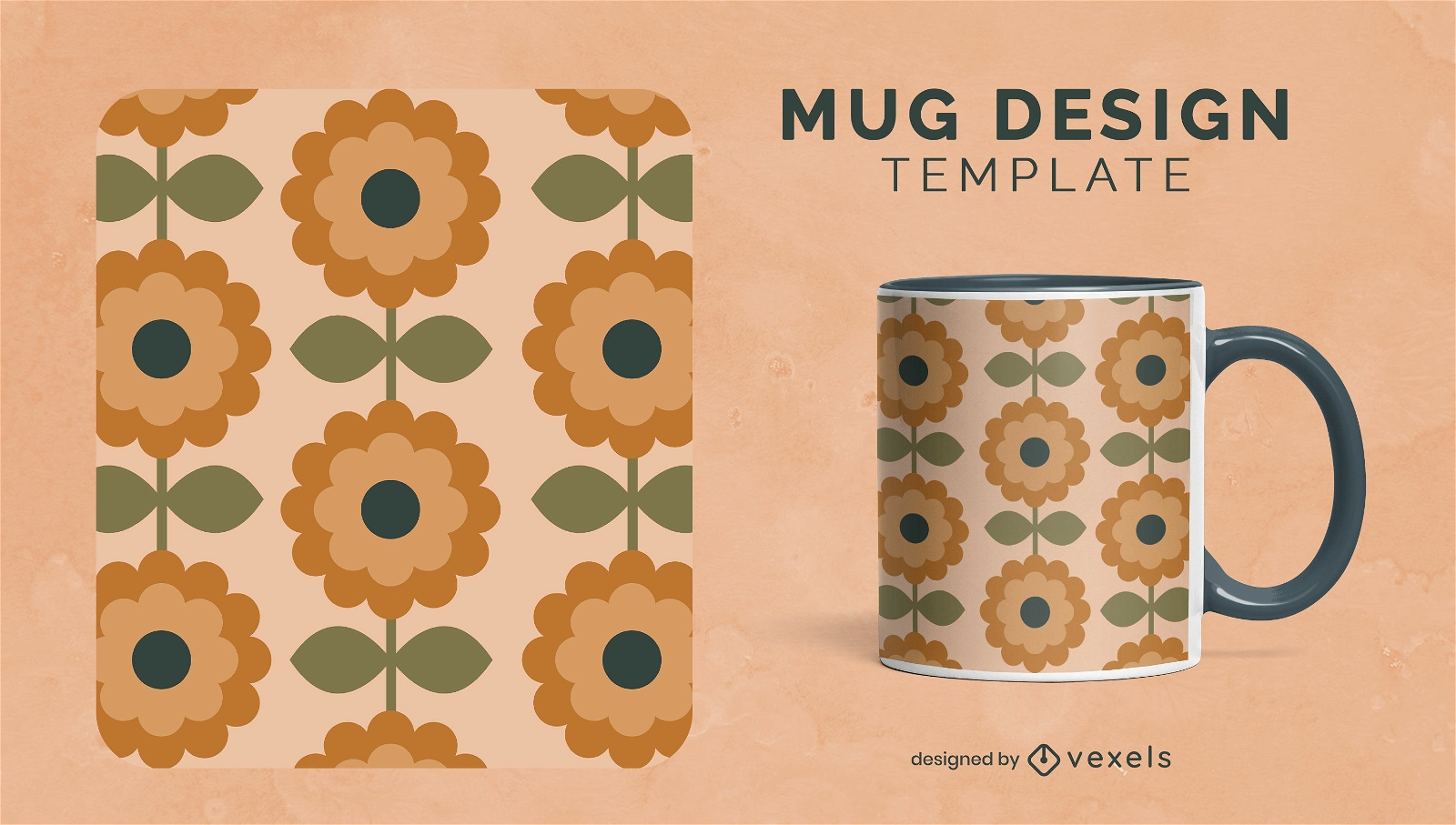 Sunflowers pattern mug design