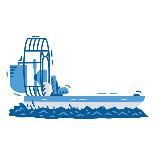 Ilustração de barco colorido em tons de azul Desenho PNG