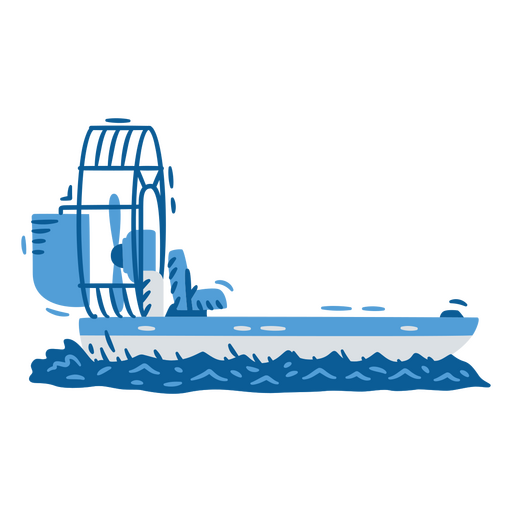 Ilustración de barco colorido en tonos azules Diseño PNG